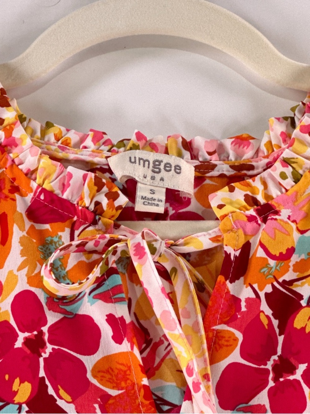 Umgee Bright Mixed Floral Tiered Dress Small Pink Boho Ruffle - Picture 6 of 13